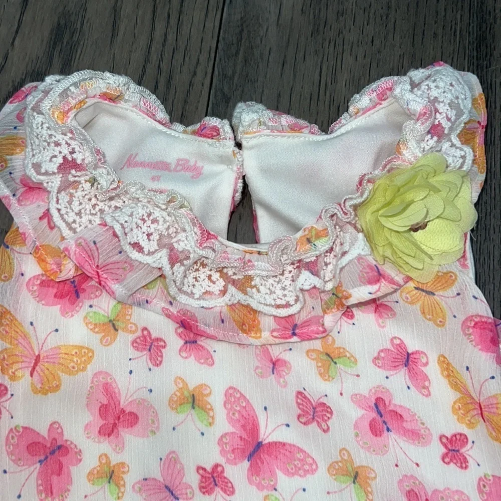 Nannette baby Capri leggings with sleeveless butterfly sheer like bubble top